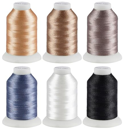 ilauke 6 Farben Polyester Maschinen Stickgarn, 500M(550Y) Maschinenstickgarn NäHmaschinengarn NäHgarn Set, für Bracelets Stickerei Basteln Crafts Quilten Nähen Nähmaschine