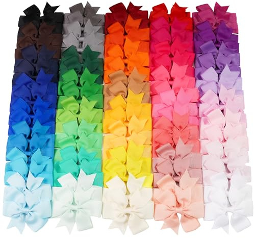 CÉLLOT 80 Pcs 3.5 Inch Boutique Grosgrain Ribbon Pinwheel Hair Bows Alligator Clips For Girls Toddlers Accessories Teens Gifts In Pairs