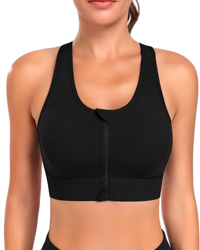 JoyGirl Soutien-Gorge de Sport pour Femme - Maintien Fort - Push Up - sans Armatures - Fermeture éclair à l'avant - sans Coutures - pour Fitness, Course, Jogging