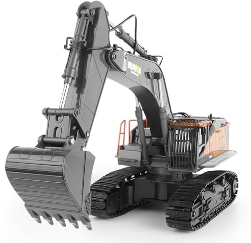 CUTEROOM 1/14 Scale RC Excavator, 22 Channel Remote Control Construction Vehicle with Metal Shovel, 2.4Ghz Excavator with Realistic Lights & Sounds, Rechargeable Battery, Gift for Birthday Christmas