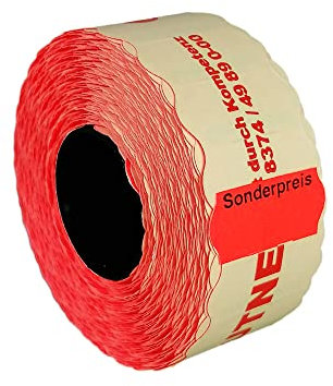 Sonderpreis-Etiketten 30 Rollen 26x12 leucht-rot permanent Aufdruck: Sonderpreis 45.000 Etiketten für Preisauszeichner von HUTNER