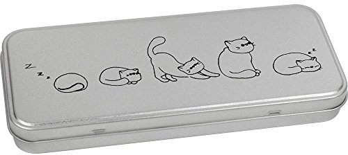 Azeeda 'Lazy Cats' Metal Hinged Stationery Tin/Storage Box (TT00072667)