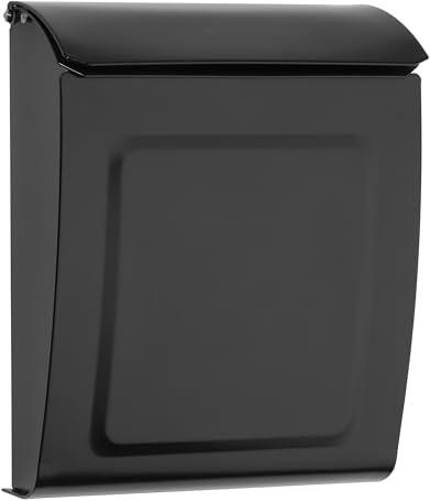 Architectural Mailboxes Aspen™ Locking, Vertical Wall-Mounted Mailbox for Outside, Modern Metal Galvanized Steel Small Mail Box with Lock and Key Drop Box, Black