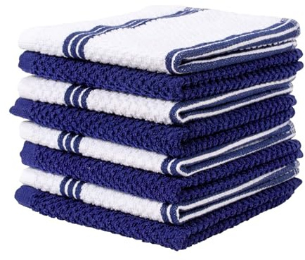 Living Fashions Confezione da 8 strofinacci per lavare i piatti, 100% cotone, assorbenti, dimensioni 30,5 x 30,5 cm, stracci perfetti per lavare i piatti, stracci da cucina e panni per piatti