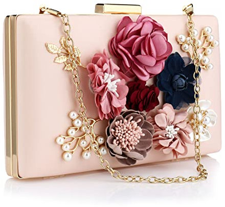 Comeon Abendtasche für Damen, Blumenmuster, Abendtasche, elegante Handtasche für Bankett, Party, Hochzeit, Rosa, Einheitsgröße, Rosa, Einheitsgröße