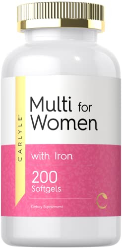 Carlyle Multivitamin for Women | 200 Softgels | Support Supplement with Iron | Essential Vitamins, Minerals and Omegas | Non-GMO & Gluten Free Formula