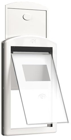 MAVRICFLEX Hundetür für große Hunde, weiße Rahmentür für große Hunde und Haustiere, Kunststoff-Hundetür und mittelgroße Haustiere mit Schiebeverriegelung und Magnetklappe, Hundetür