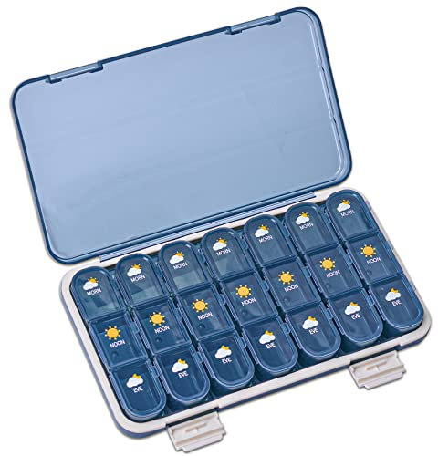 YXCHUA Tablettenbox 7 Tage 3 fächer Morgens Mittags Abends,Klein Pillendose Große Fächer,Medikamentenbox Organizer-Tragbare Reise-Pillenbox.