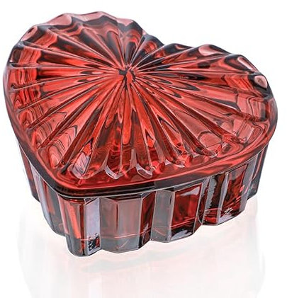 H&D Hyaline&Dora Boîte à bijoux en verre de cristal en forme de cœur pour femmes et filles (bordeaux)