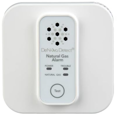 DeNova Detect Natural Gas Alarm, Only 10 Year 100% Battery-Powered Detector in USA, Alerts 11 Minutes Faster, Voice Alerts in English & Spanish, UL1484 Listed