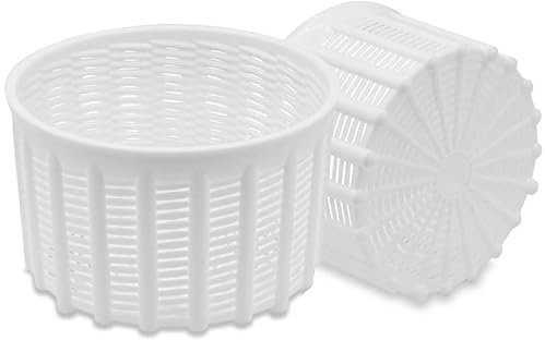 VIRSUS Fuscelle Rotonde per Formaggio KG, capacità 700 Grammi, colore Bianco, Misura 118x76 mm, Contenitori in Polietilene ad alta densità, Stampi per Ricotta, Cacioricotta, Made in Italy (8)