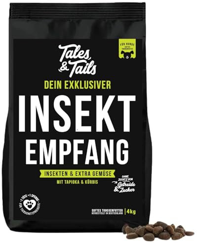 Tales & Tails - InSektempfang Halbfeuchtes Trockenfutter für Hunde | Perfekt für Allergiker Hunde | Mit Insekten als tierische Proteinquelle | Kontrollierte Produktion | 4kg