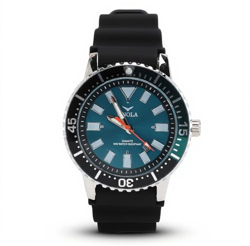 Montre à Lunette Rotative Lumineuse Chronographe étanche pour Hommes, Adaptée à la Plongée, avec Date pour la Course, la Pêche, Les événements Professionnels (Bleu argenté)