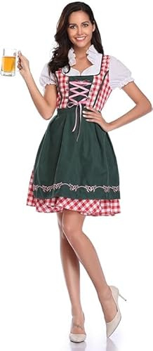 Women's Oktoberfest Maid Beer Girl Costume Womens German Bavarian Dirndl Fancy Dress Size Uk 12
