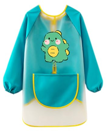 LdawyDE Grembiule Pittura Bambini 4 a 7 Anni Impermeabile Grembiule Plastificato Bambini Asilo con Maniche Lunghe e Tasca Grande Grembiule Asilo per Scuola Pittura Manuale Attività