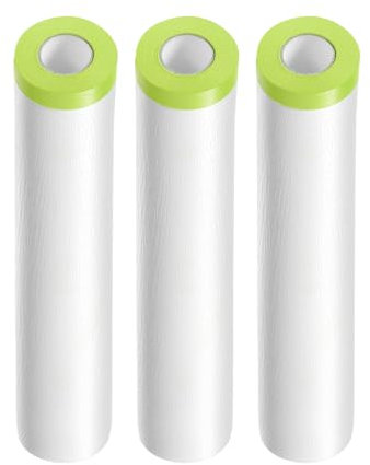 QUARKZMAN 3 Rollos de Película de Enmascarar Pre-Cubierta 118.1 x65.6Ft Cinta y Cubierta de Plástico para Pintores con Cinta Película de Lona para Pintura Automotriz, Verde