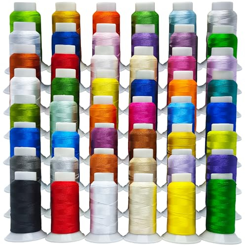 NESSTERS Set 48 Carretes de Hilo para Bordar a Máquina 120D/2 Poliéster 500 m | Colores Vivos, Alta Resistencia sin Enredos | Costura y Bordado, Hilo para maquina de Bordar Domésticas o Industriales