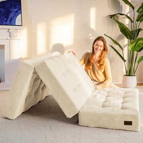 MAXYOYO 2-sits hopfällbar madrass, 15 cm tjock för konvertibel futon, bärbar bäddsoffa, gästmadrass, extra säng, 135x190