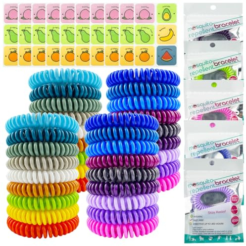36 Pack Mosquito Repellent Bracelets, Individually Wrapped DEET-Free Insect & Bug Repellent Wrist Bands with 60 Pack Mosquito Patches for Kids & Adults Outdoor Camping Fishing Traveling