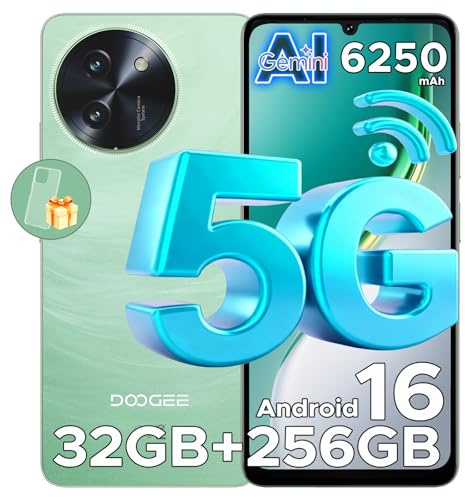 DOOGEE Note 59 Pro 5G Android 16 Handy Ohne Vertrag, 32 GB RAM + 256 GB ROM/TF 2 TB, 6250mAh Akku Smartphone, 120 Hz Display + 6,75 Zoll HD, 16 MP AI Kamera, 4K Video/NFC/Dual SIM/Face ID/Widevine L1