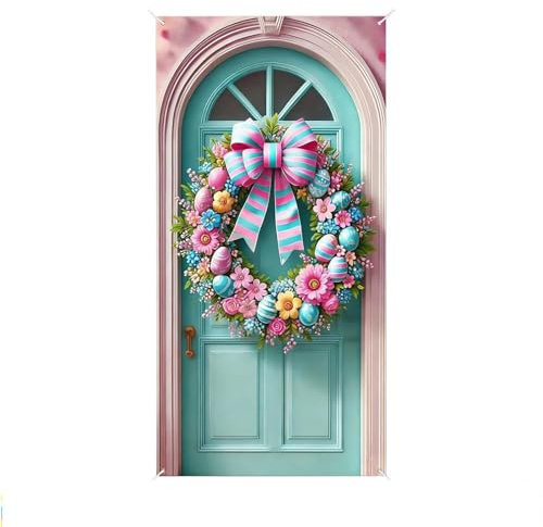 Banderolas De Pascua | Decoración de Primavera Impermeable 89x178 cm - Banderines de Pascua para Puerta Principal - para Interior Exterior Entrada Celebración Fiesta de