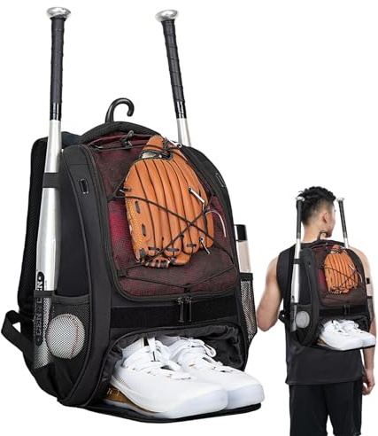 de béisbol para jóvenes, de béisbol para niños con compartimento para zapatos, mochila de sóftbol, mochila juvenil, bate de gran capacidad para adultos, cascos, zapatos