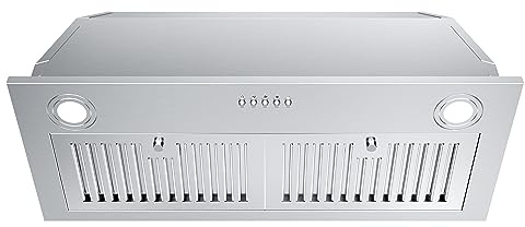 FIREGAS Range Hood Insert 30 inch, Built-in Kitchen Hood with 600 CFM, Ducted/Ductless Convertible Kitchen Vent Hood, Stainless Steel Stove Hood with Push Button, Baffle Filters and Charcoal Filters