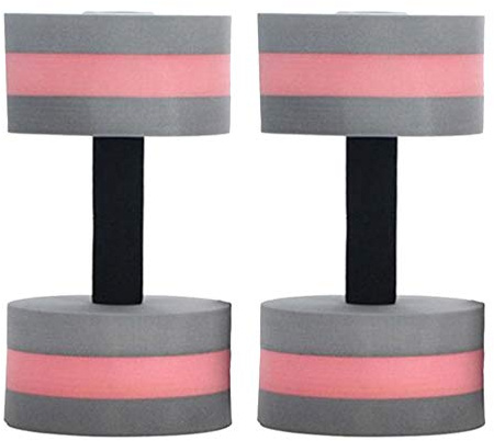 ifundom Water Dumbbells for Water Aerobics, 2 Pink Plastic Foam Fixed Dumbbells for Aquatic Exercises and Weight Loss