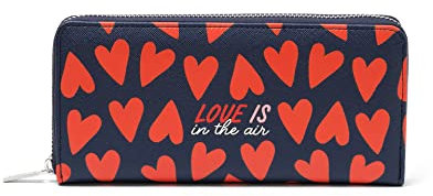 Legami - Portafoglio, What a Wallet!, 20x10 cm, Tema Heart, con 3 Scomparti, 12 Tasche per le Carte, 2 Tasche più Grandi per le Banconote e un Portamonete con Zip