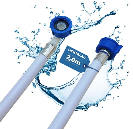 Lichtblau Tuyau d'arrivée d'eau Lave-linge Lave-vaisselle 2981 Raccordement 2 m I 3/4 coudé/droit avec joint I Tuyau d'alimentation en eau usage universel Indépendant du fabricant