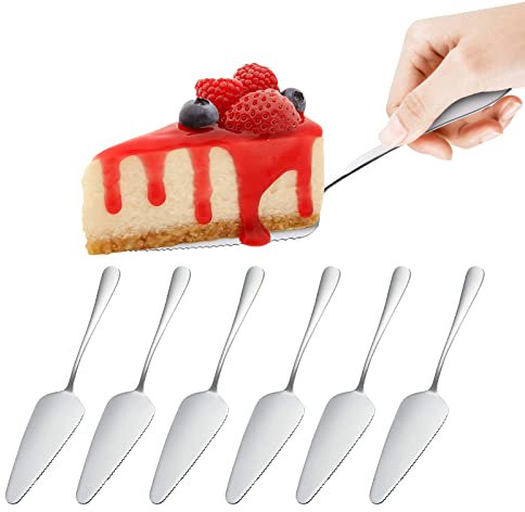 Paletta per Torta in Acciaio Inox, 6PCS Pala per Torta in Acciaio Inox Lucido, Paletta Torta con Lama Manico, Cake Server, Paletta per Dolci per Cucine, Ristoranti, Feste (Argento)