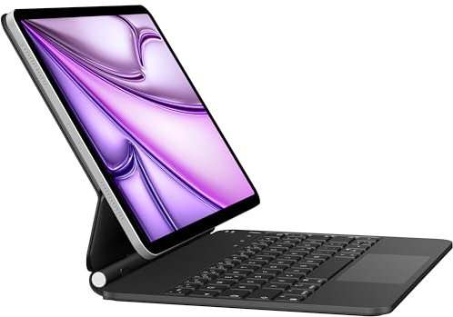 Nuflaz Tastaturhülle für iPad Air 11 Zoll (M2 2024/M3 2025), Air 5/4 & Pro 11 (1.-4. Gen), QWERTZ Deutsch, Magic Keyboard mit Trackpad & Magnetischem Design, Schwarz Grau, X7