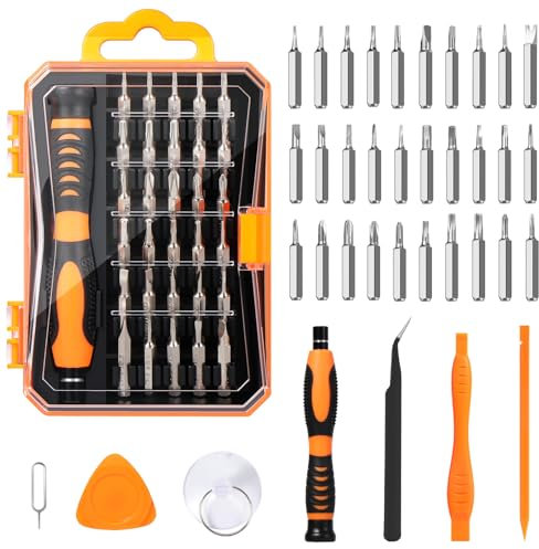 Brencco Tournevis de Precision 37 pcs, Kit Tournevis Adaptés aux Téléphones Portables, Ordinateurs, Consoles de Jeux et Lunettes
