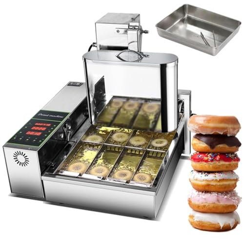 Macchina per ciambelle commerciale da 2000 W, macchina per ciambelle a 4 file con pannello di controllo intelligente, friggitrice per ciambelle digitale automatica in acciaio inossidabile 304
