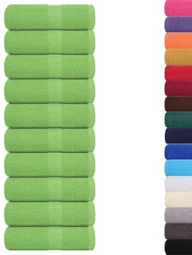 vidaXL Serviettes d'invité 10pcs Vert Pomme 30x50cm 360g/m² 100% Coton, Serviette, Serviette de Visage, Ensemble de Serviettes de Bain