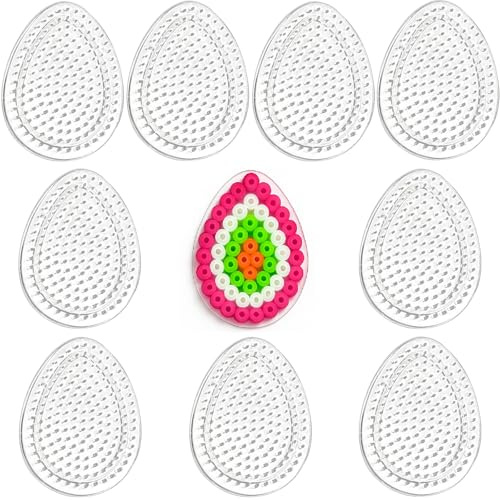 YFLeomry 10 stycken 5 mm strykpärlplattor, 9 x 7 cm strykpärlor ägg, strykpärlor hylsplattor, strykpärlor stenciler, strykpärlor tillbehör för gör-det-själv-projekt