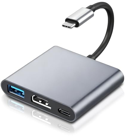 Adattatore USB C HDMI, 3 in 1 USB C to HDMI, USB 3.0/PD Porta, Supporto 4K 30Hz, 60W Charging, USB 3.0 5Gbps Data, Compatibile con MacBook/Samsung/ChromeBook/Switch