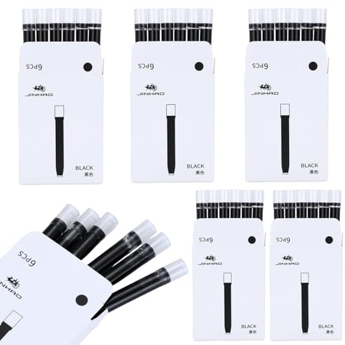 Jinhao 10, 20 cartucce d'inchiostro per penna stilografica, 30 ricariche di inchiostro nero, diametro foro 5,5 mm, compatibili con penne Majohn A1 e A2