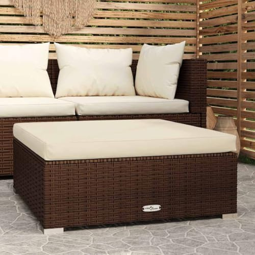 QZZCED Ottomanas de Exterior con Cojín Extraíble, Taburete de Jardín Modular con Estructura de Acero y Ratán Sintético Impermeable para Patio