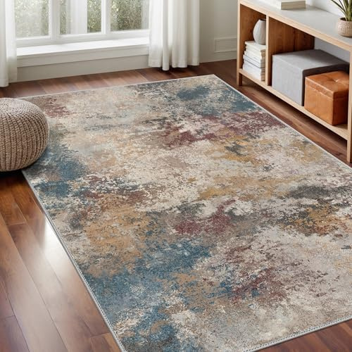 GENIMO Rugs Living Room 240x300cm - Extra Large Washable Rug Short Pile Non-Slip Carpet,Soft Durable Easy Clean Rug for Dining Room,Home Office (Mixed Colors)