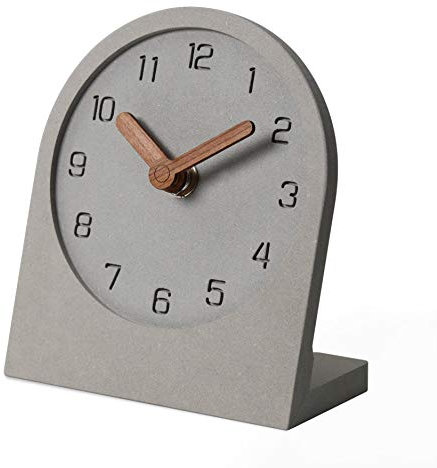 mooqs Leise, Nicht tickende, batteriebetriebene, dekorative kleine Mini-Analog-Moderne Regal-Schreibtisch-Kaminuhr aus Holz (Grau)