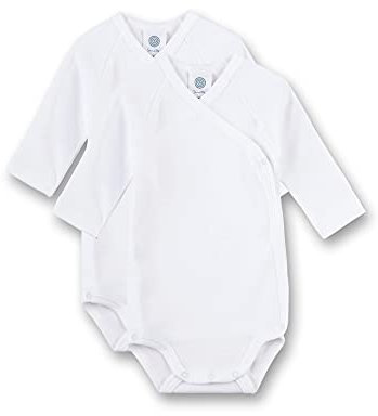 Sanetta Baby-Wickelbody langarm (Doppelpack) weiß | Nachhaltiger und süßer Wickelbody für Babys aus Bio-Baumwolle. Inhalt: 2er Set Baby Wickelbody