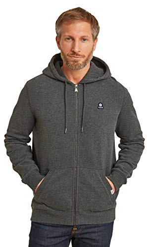 TOG24 Alden Men's Supersoft Zip-through Hoodie with Cosy Kangaroo Pocket and Chunky Drawcord Hood Dark Grey Marl