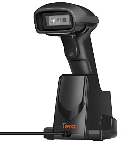 Tera Barcode-Scanner Wireless 2,4 GHz Barcodescanner für 1D 2D QR Barcodes Kabellos Barcode-Lesegerät mit Ladestation, D6100