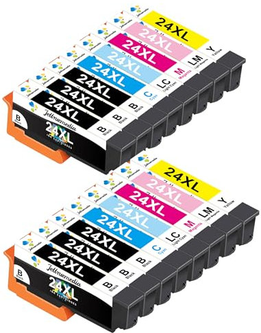 Jettruemedia 24XL Druckerpatronen Multipack ersetzt Epson 24 XL Patronen für Epson Expression Photo XP-55 XP-750 XP-760 XP-850 XP-860 XP-950 XP-960 (16 Pack)