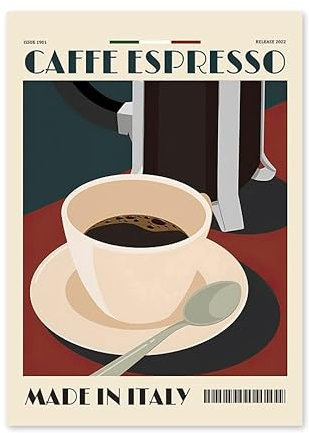 Cappuccino Caffe Latte Retro Italien Essen Kaffee Poster und Drucke Wand Kunst Leinwand Malerei Wandbilder for Küche Bar Dekor (Color : C, Size : 50X70cm No Framed)