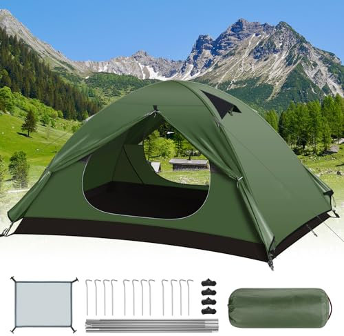 Zelt, Ultraleichte Camping Zelt, Kuppelzelt 2-3 Personen Wasserdichtes, UV-Schutz, 3-4 Staffel, Aluminum Zeltstange, Sofortiges Aufstellen, Zelt für Trekking, Strand, Camping und Outdoor