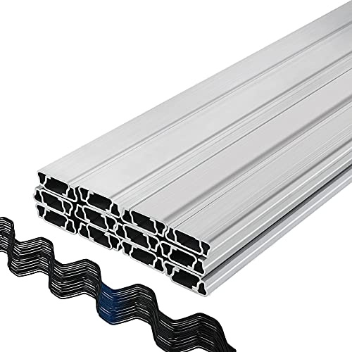 VEVOR 6.56ft Spring Lock & U-Channel Bundle for Greenhouse, 50 Packs PE Coated Spring Wire & Aluminum Alloy Channel, Plastic Poly Film or Shade Cloth Attachment with Screws