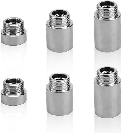 6 Stück Hahnverlängerung 1/2 Zoll, Duschkopf Verlängerung Gewindefitting Edelstahl Duschverlängerungsrohr Halbzoll Außengewindeschnittstelle für Wasserhähne Eckventile