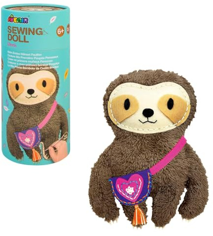 Avenir My First Sewing Kit for Beginner Ages 6+ I Premium Plush Big DIY Animals I Child-Safe Tools for Easy Crafting Fun I Motor Skills & Wiggle Stuff Stitching Creativity I Skill Gift for Boys & Girl